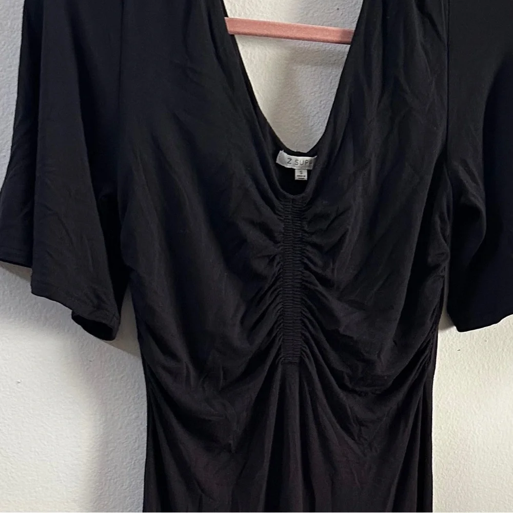 Z SUPPLY Flutter Sleeve Black Dress SIZE SMALL 2 4 All-Occasion Formal V-Neck - Picture 7 of 8